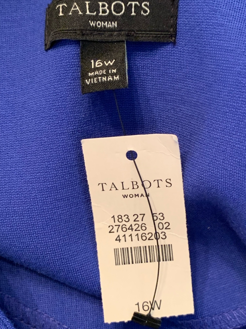 Talbots Royal Blue Short-Sleeve Sheath Midi Dress size 16W scuba knit NWT - Picture 7 of 7